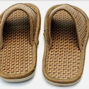 Men Women Straw Sandals Slippers Comfort Handmade Bamboo Linen Shoes Fli…